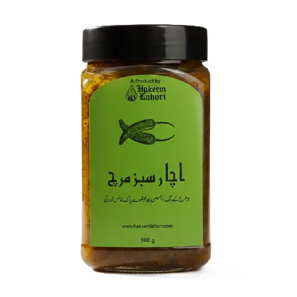 Green Peppers Pickle in Oil مرچ اچار Mirch Achaar (500-g) | Hakeem Lahori