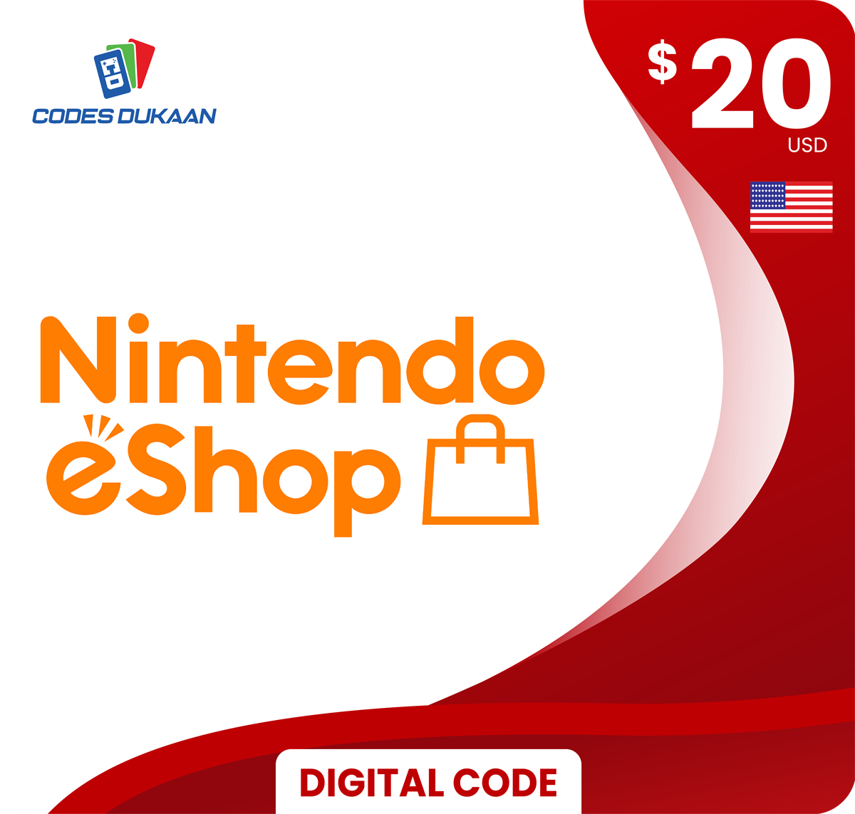 Nintendo eShop Gift Card - $20 USD USA e-Shop Switch / 3DS / Wii U