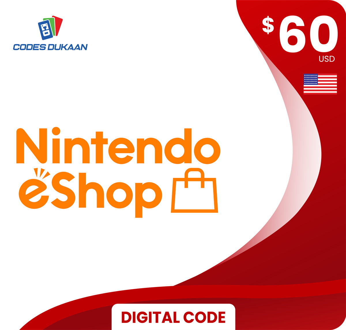 60$ eShop USA in Pakistan for Rs. 17600.00, Codes Dukaan