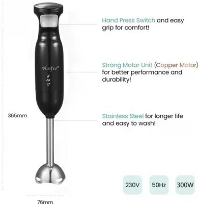 Nafeio NF-8003S 300W Hand Blender (BLACK) 300 W Hand Blender (Black) 300 W Hand Blender