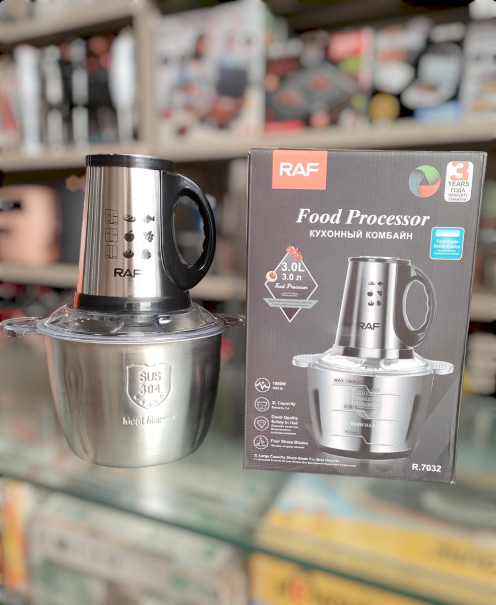 RAF 3 Speeds 1000W Electric Food Processor Chopper Stainless Steel 3L ...