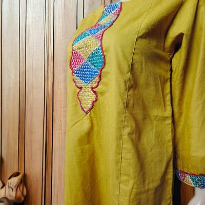 MUSTURD EMBRIODERY DESIGNER KURTA - 1 Piece