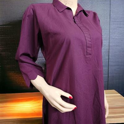 Purple Dress with Collar Styles Sleeves - 2 Piece