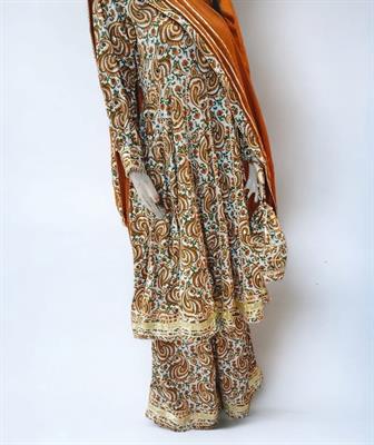 Anarkali Frock with Dhaka Pajama and Potli