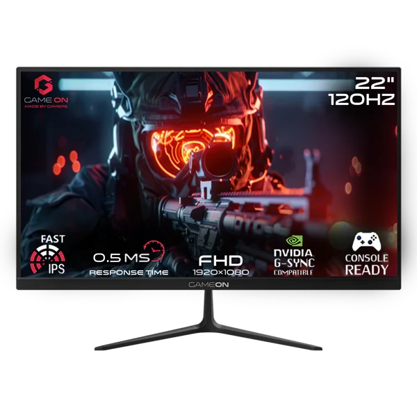 GAMEON GOES22FHD120IPS 22" FHD, 120Hz, MPRT 0.5ms, HDMI 2.1, Fast IPS Gaming Monitor (Support PS5) - Black