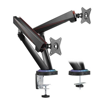 TWISTED MINDS RGB COUNTERBALANCE DUAL MONITOR ARM WITH USB/AUDIO/MIC PORTS(17-32")