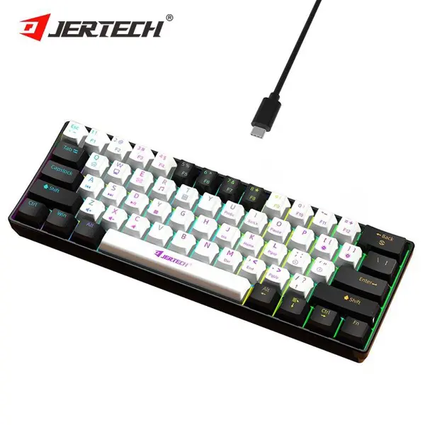 JERTECH JK540 Wired Gaming Mechanical Keyboard - White & Black