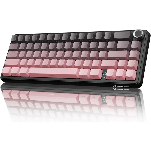 Attack Shark X66 Wireless Mechanical Gaming Keyboard with Knob, Tri Mode USB-C/BT5.0/2.4G Gasket Mounted 60% RGB Gaming Keyboard, Side Printed PBT Keycap, Hot Swappable Strawberry Switch - Blackberry
