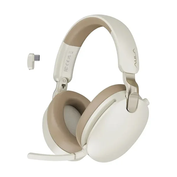 Aula A500 Wireless Gaming Tri-Mode (BT/Wired/2.4G) Headset with ANC, Transparency Mode, Microphone - Gold