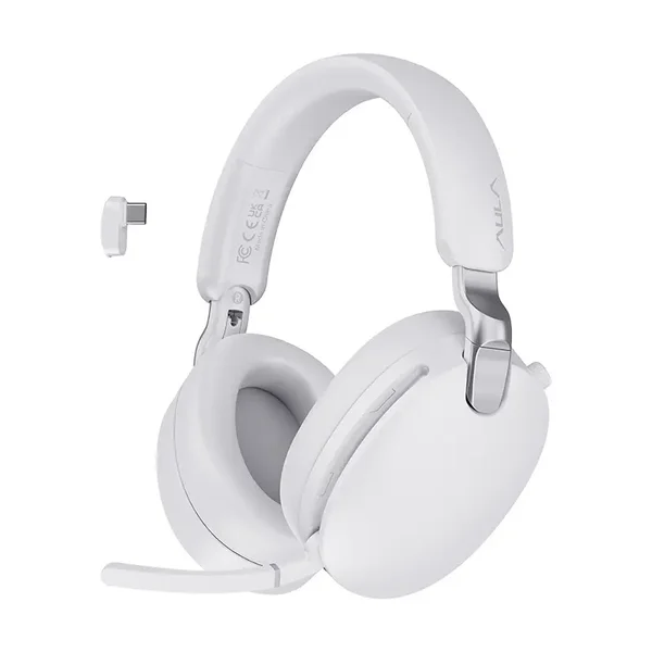 Aula A500 Wireless Gaming Tri-Mode (BT/Wired/2.4G) Headset with ANC, Transparency Mode, Microphone - White