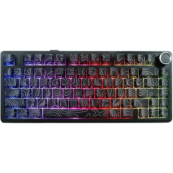 Aula F75 Gasket Mechanical Keyboard, 75% Wireless Hot Swappable Gaming Keyboard - Black Contour