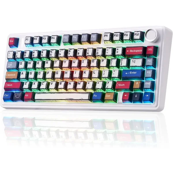 Aula F75 Wireless Mechanical Keyboard, Creamy Keyboard with RGB Backlit Hot Swappable, 81 Keys 75% Layout Gaming Keyboard - Comic