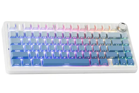 AULA F75 Gasket White+Gradient Blue - Reaper Switch Wireless Mechanical Keyboard