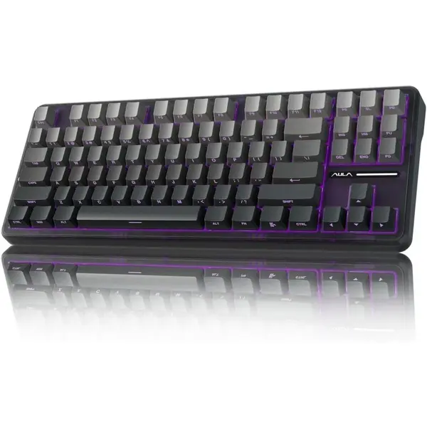 Aula F87 Pro Wireless Mechanical Keyboard, Tri-Mode BT5.0/2.4GHz/USB-C Gasket Hot Swappable Custom Keyboard - Gradient Gray