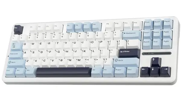 AULA F87 Blue+White+Purple - Gray Wood V3 Switch Wireless Wireless Mechanical Keyboard