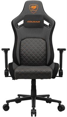 COUGAR Defensor, Imitation Linen, Weight Support 150kg, 4D Folding Armrest, Push-Back Lumbar Support, Magnetic Neck Pillow. Gaming chair -  Grey/Orange