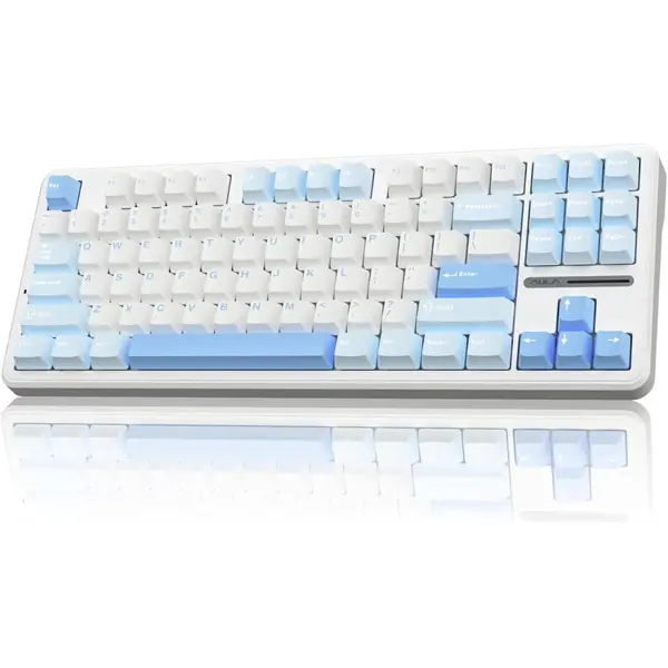 AULA F87 Blue+White+Dark Blue - Gray Wood Switch Wireless Wireless Mechanical Keyboard