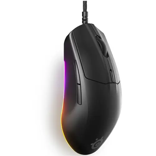 SteelSeries Rival 3 Gen 2 Gaming Mouse TrueMove Core 8.5K Sensor, 1.35ms Latency, 3-Zone RGB, Super Mesh Cable, 6 Buttons, Black