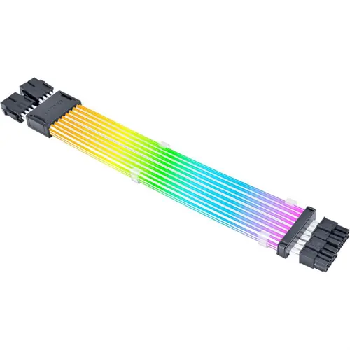 Lian Li Strimer Plus V2 12VHPWR to 3 x 8 Pin 335mm Extension ARGB Cable, 8 x Light Guide | PW168-8PV2 BLACK
