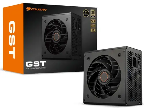 COUGAR GST 750 PSU 80plus Gold/ 750W/ NATIVE DIRECT ATX3.1 / PCIE GEN 5.1 / 12 V-2x6