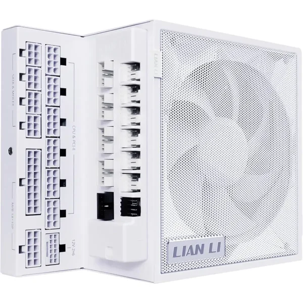 Lian Li Edge 1000W Fully Modular Low-Noise ATX Power Supply - ATX 3.1 & PCIE 5.1 Compliant, Cybenetics Gold Efficiency, 12V-2x6 Cable, L-Shape Design, with USB/Fan Hub - White