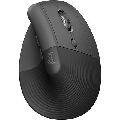 Logitech Lift Vertical Ergonomic Mouse - Ergo Series, Wireless, Bluetooth or Logi Bolt USB - Graphite
