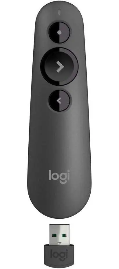 Logitech R500 Laser Presentation Remote Clicker with Dual Connectivity Bluetooth or USB for Powerpoint, Keynote, Google Slides, Wireless Presenter