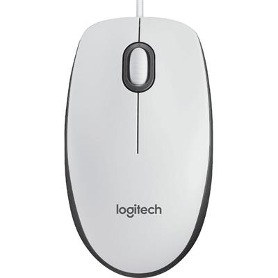Logitech M100 Wired USB Corded Mouse – White