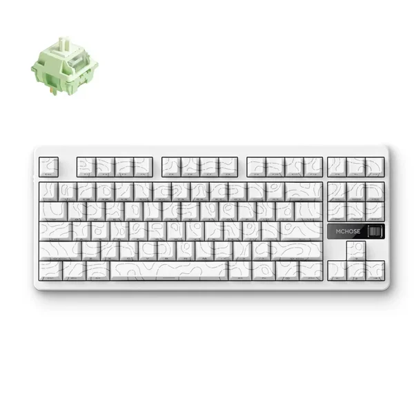 Mchose  G87-18 White Topographic Matcha Latte Switch Gasket Mount Custom Mechanical Wireless Keyboard