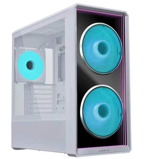 Lian Li Lancool 217 INF Infinity Mirror Computer Case, Mid-Tower ATX PC Case w/ 3 Pre-Installed Fans, 2x170mm ARGB Fans, 1x140mm, Front Mirror Glass Panel, Optimized Airflow - White