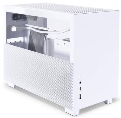 LIAN LI Q58 White Color SPCC / Aluminum / Tempered Glass Mini Tower Computer Case , PCI4.0 Riser Card Cable Included