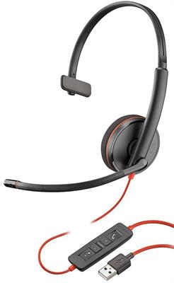 Poly Blackwire 3210 Single-Ear Design Noise-Canceling Wired Headset USB-A to connect to your PC and/or Mac