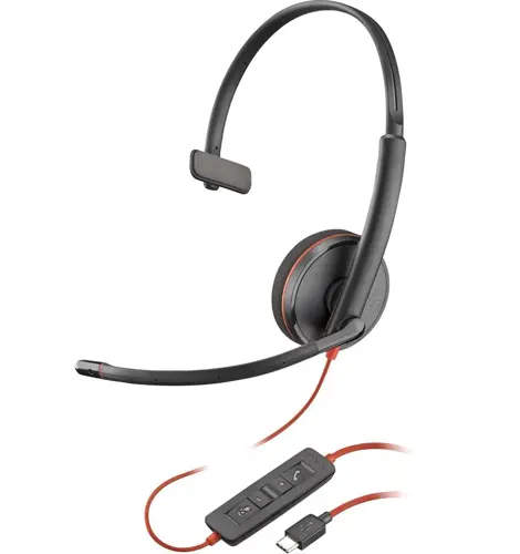 Poly Blackwire 3210 Monaural USB-C Headset - BLACK