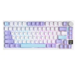 Attack Shark X820 Ultra Wireless Mechanical Keyboard with TFT Smart Display & Knob, 75% Hot Swappable Gaming Keyboard, BT/2.4G/Wired, RGB South Facing LED, PBT Keycaps - Starlight white