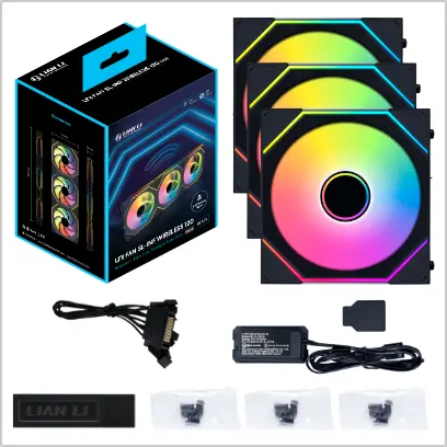 Lian Li UNI Fan SL-Infinity Wireless 120 - Triple Pack, 2.4 GHz Wireless Signal ARGB Fan Control, Double Infinity Mirror Design, Low Noise, Controller Included - Black