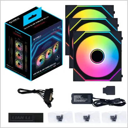 Lian Li UNI Fan SL-Infinity Wireless 120 - Triple Pack (Reverse Blade), 2.4 GHz Wireless Signal ARGB Fan Control, Double Infinity Mirror, Low Noise, Controller Included - Black