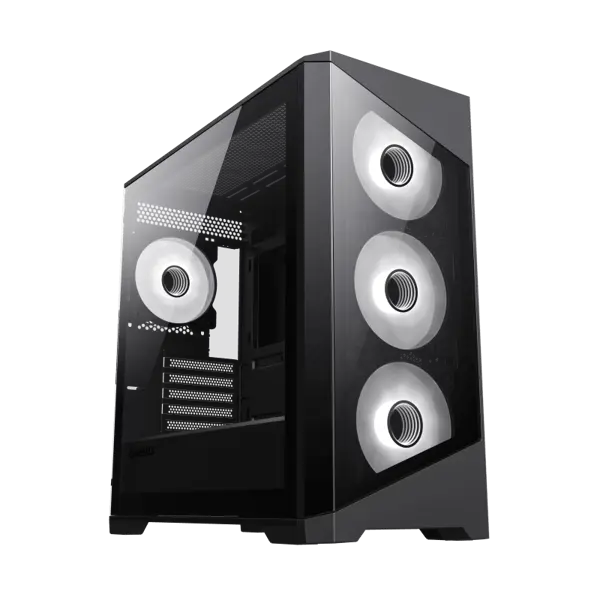 GameMax Destroyer TGB Micro-ATX  with 4 ARGB Fans, Tempered Glass Panels Gaming Case -  Black