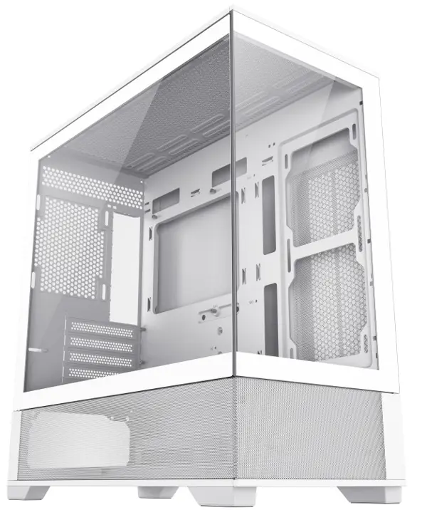 GameMAx Vista MW Micro ATX tower - Aesthetic looks, airflow focus Glass to Glass full view - White