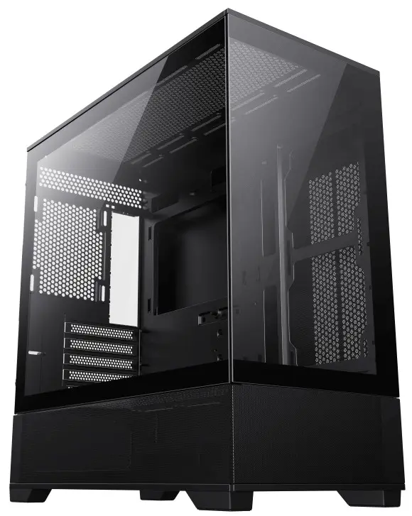 GameMAx Vista MB Micro ATX tower - Aesthetic looks, airflow focus Glass to Glass full view - Black