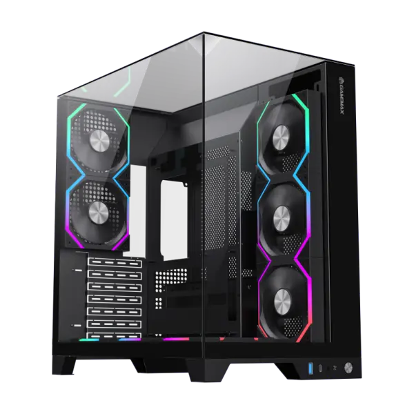 GameMax Infinity Pro BK Panoramic Tempered Glass Mid-Tower Gaming PC Case - Black