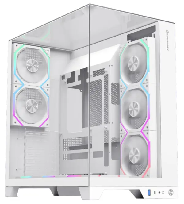 GameMax Infinity Pro WH Panoramic Tempered Glass Mid-Tower Gaming PC Case - White