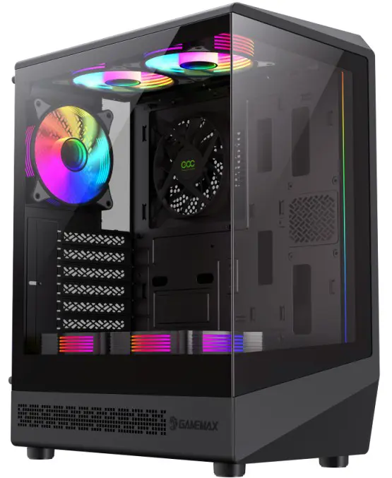 GameMax Vista COC AB ATX Mid-Tower features a 262° panoramic view Gaming Case - Black