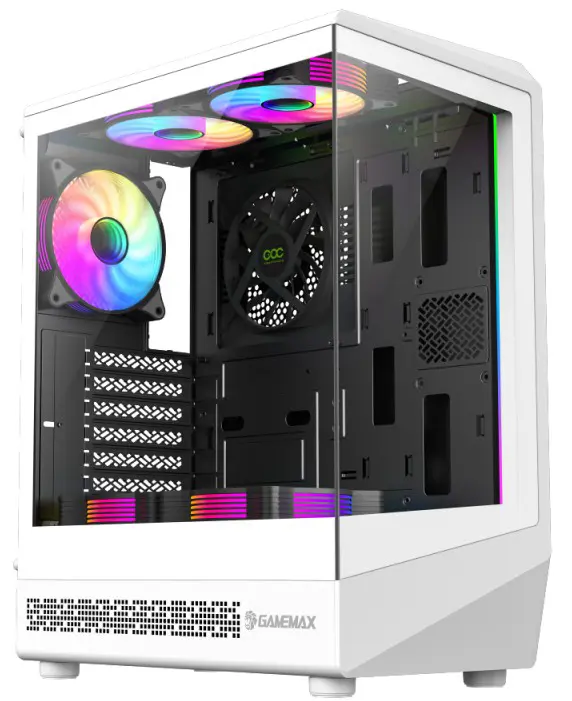 GameMax Vista COC AW ATX Mid-Tower features a 262° panoramic view Gaming Case - White