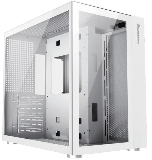 GameMax INFINITY HW ATX Mid Tower Tempered Glass, RGB Lighting, Water Cooling Support & Modular Design Gaming Case - White