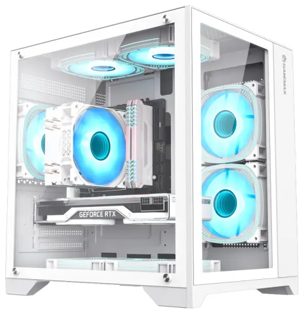 GameMax Infinity Mini WH Supports Fix 7 ARGB Fans 2*Tempered Glass MICRO ATX Gaming Case- White