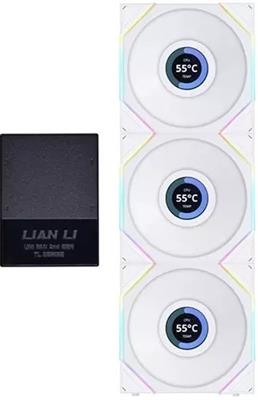  Lian Li UNI Fan TL LCD 120 ARGB Case Fan 1.6” LCD Screen With 400×400 Resolution- Triple Pack - White 