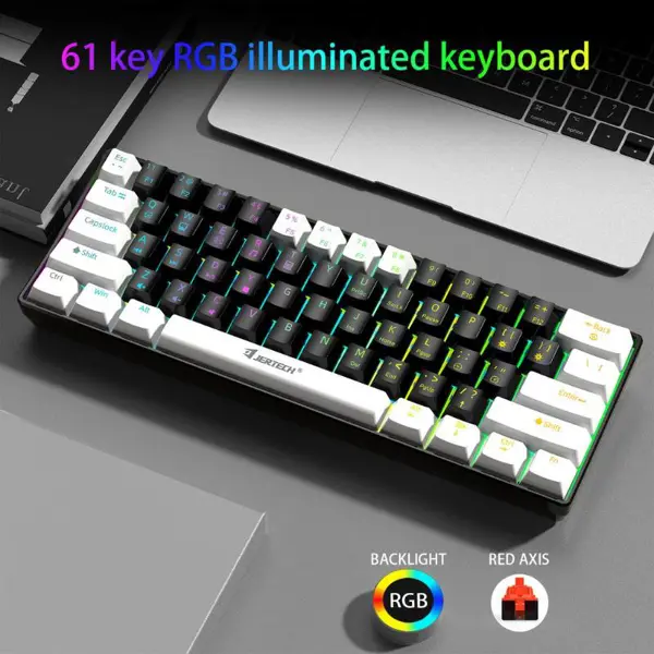 JERTECH JK540 Wired Gaming Mechanical Keyboard - Black & White