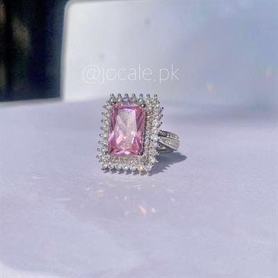 Rose Quartz Zircon Ring