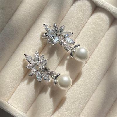 Luxe Zircon Pearl Earrings