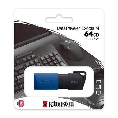 Kingston DataTraveler Exodia M 64GB USB Flash Drive with Moving Cap in Multiple Colors